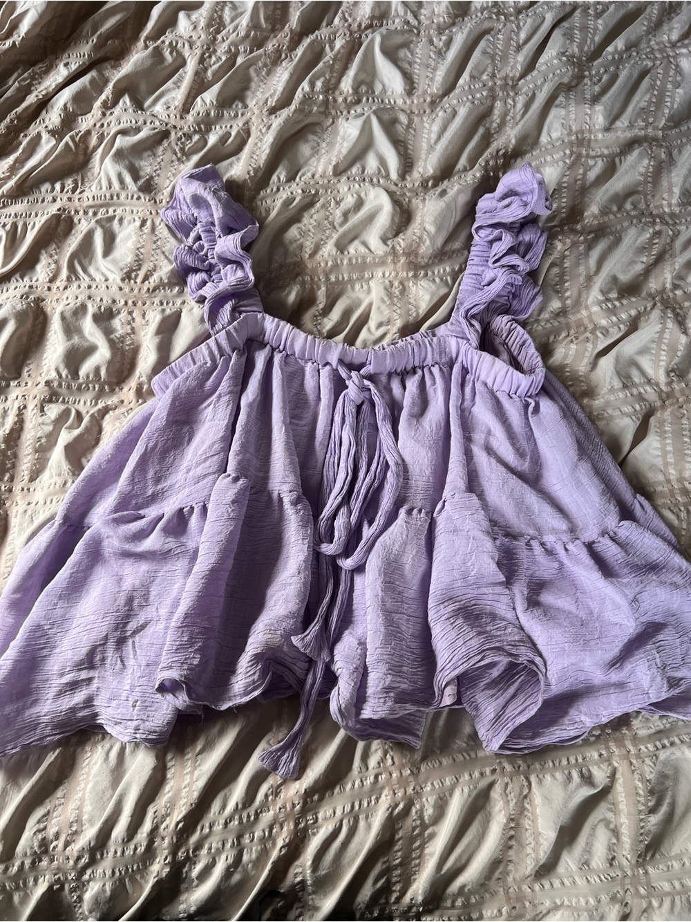 Lavender Ruffle Strap womens tank